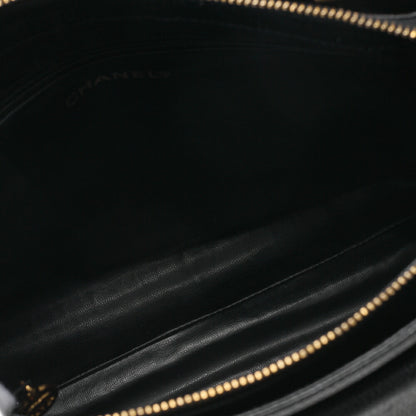 CHANEL Outside Flap Shoulder Bag Caviar Skin Black Gold-Tone Hardware, Pre-Owned