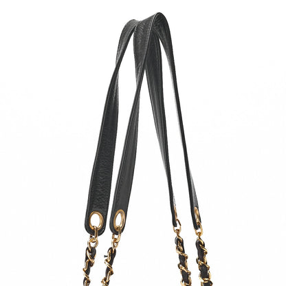 CHANEL Shoulder Bag Coco Mark Lambskin Black Large Size Gold-Tone Hardware, Pre-Owned