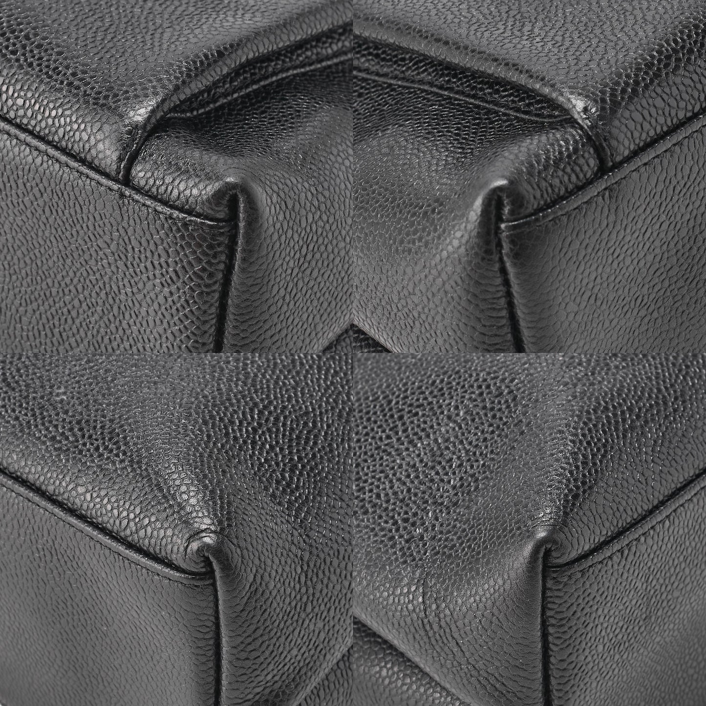 CHANEL Outside Flap Shoulder Bag Caviar Skin Black Gold-Tone Hardware, Pre-Owned