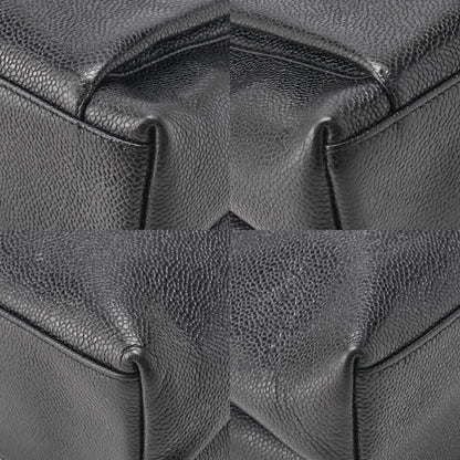 CHANEL Outside Flap Shoulder Bag Caviar Skin Black Gold-Tone Hardware, Pre-Owned