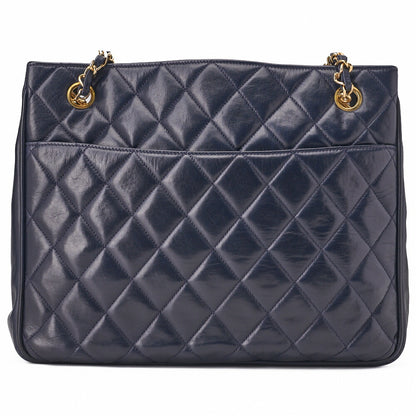 CHANEL Chain Shoulder Bag Pull Charm Double Chain Shoulder Lambskin Navy Gold-Tone Hardware, Pre-Owned