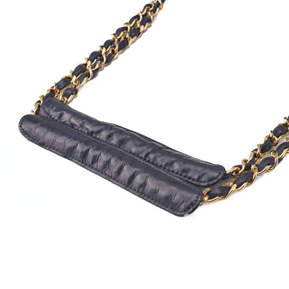 CHANEL Chain Shoulder Bag Pull Charm Double Chain Shoulder Lambskin Navy Gold-Tone Hardware, Pre-Owned