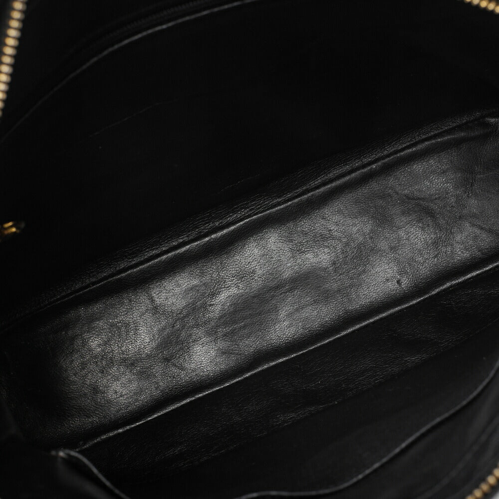 CHANEL Chain Shoulder Bag Matlasse Outside Flap Fringe Chain Shoulder Lambskin Black Gold-Tone Hardware, Pre-Owned