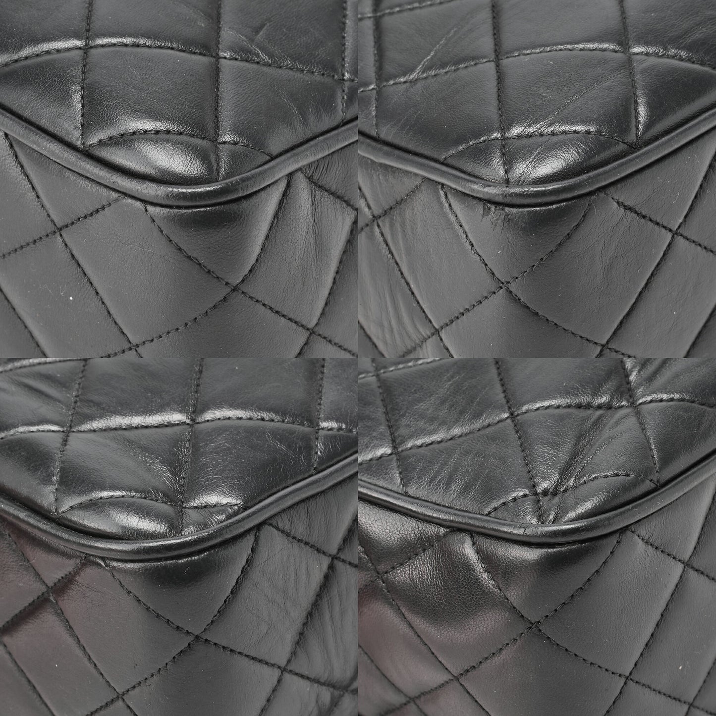 CHANEL Chain Shoulder Bag Matlasse Outside Flap Fringe Chain Shoulder Lambskin Black Gold-Tone Hardware, Pre-Owned