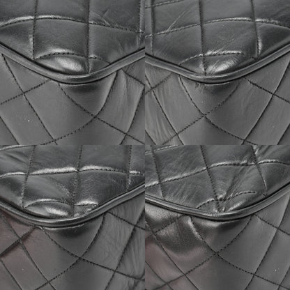 CHANEL Chain Shoulder Bag Matlasse Outside Flap Fringe Chain Shoulder Lambskin Black Gold-Tone Hardware, Pre-Owned