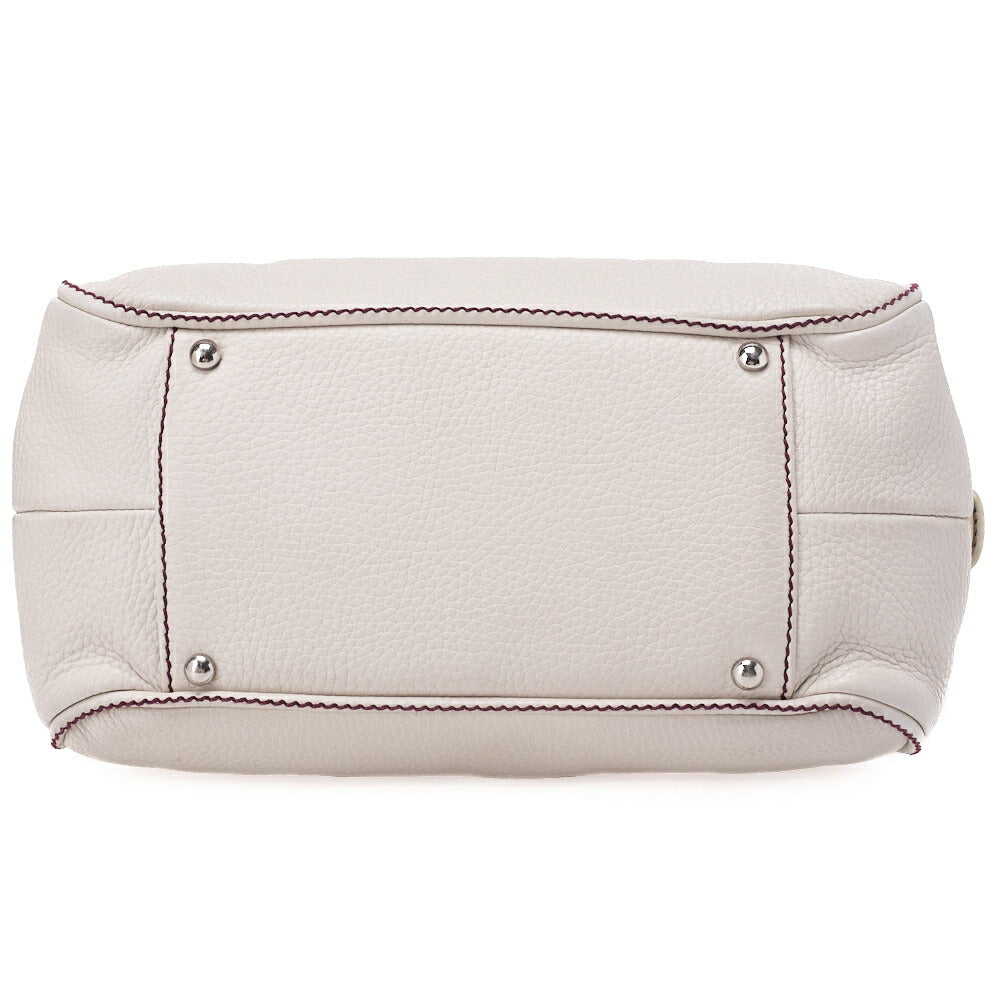 CHANEL Tote Bag Logo Fringe Leather White Silver-Tone Hardware, Pre-Owned