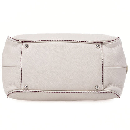 CHANEL Tote Bag Logo Fringe Leather White Silver-Tone Hardware, Pre-Owned