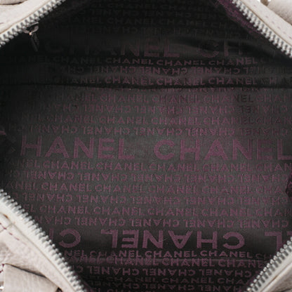 CHANEL Tote Bag Logo Fringe Leather White Silver-Tone Hardware, Pre-Owned