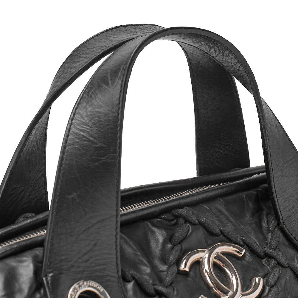 CHANEL Ultra Stitch Coco Mark Chain Shoulder Bag 2way Vintage Calf Black Silver-Tone Hardware, Pre-Owned