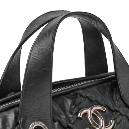 CHANEL Ultra Stitch Coco Mark Chain Shoulder Bag 2way Vintage Calf Black Silver-Tone Hardware, Pre-Owned