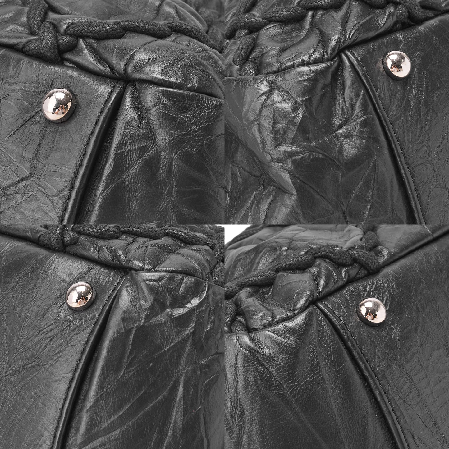 CHANEL Ultra Stitch Coco Mark Chain Shoulder Bag 2way Vintage Calf Black Silver-Tone Hardware, Pre-Owned