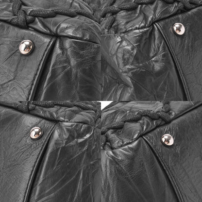 CHANEL Ultra Stitch Coco Mark Chain Shoulder Bag 2way Vintage Calf Black Silver-Tone Hardware, Pre-Owned