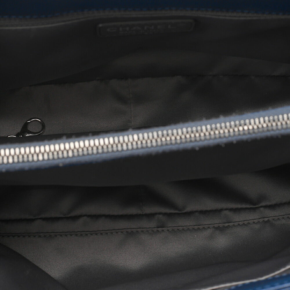 CHANEL Shoulder Bag Tote Bag Matelasse Caviar Skin Cocomark GST Double Chain Tote Navy Silver-Tone Hardware, Pre-Owned