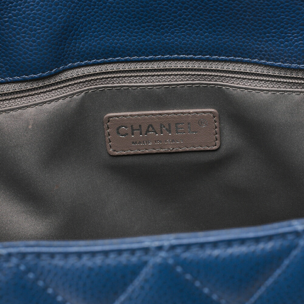 CHANEL Shoulder Bag Tote Bag Matelasse Caviar Skin Cocomark GST Double Chain Tote Navy Silver-Tone Hardware, Pre-Owned