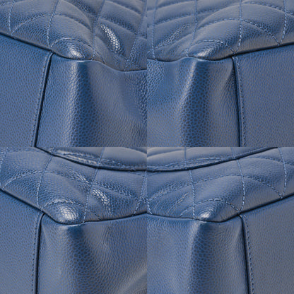 CHANEL Shoulder Bag Tote Bag Matelasse Caviar Skin Cocomark GST Double Chain Tote Navy Silver-Tone Hardware, Pre-Owned