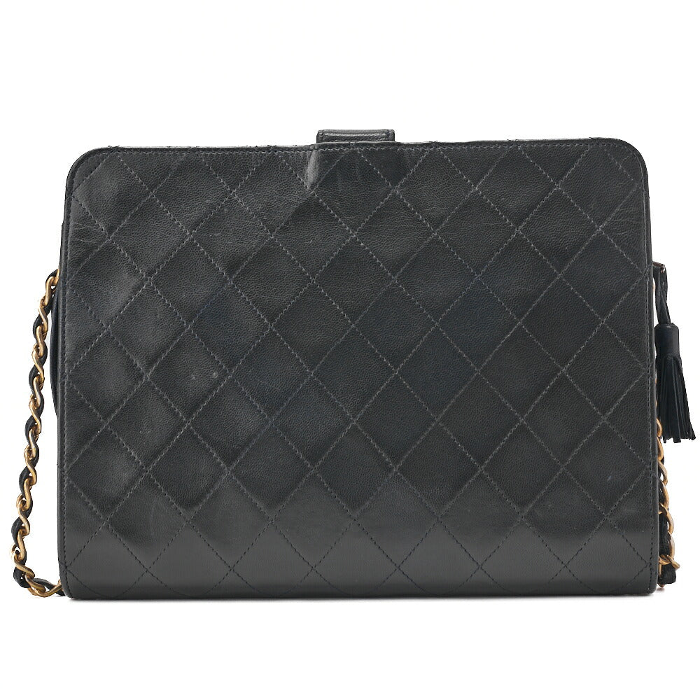 CHANEL Chain Shoulder Bag Bicolore Push Lock Matlasse Lambskin Black Gold-Tone Hardware, Pre-Owned