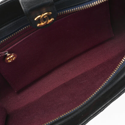 CHANEL Chain Shoulder Bag Bicolore Push Lock Matlasse Lambskin Black Gold-Tone Hardware, Pre-Owned