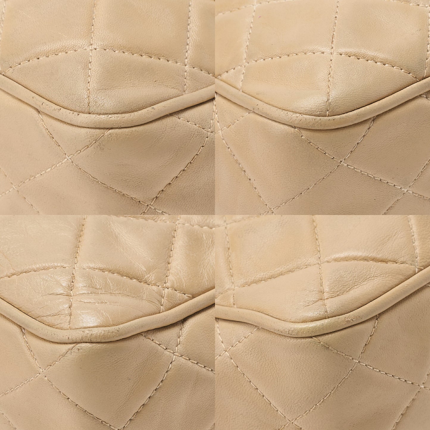 CHANEL Matelasse Coco Mark with Fringe Bijou Chain Shoulder Lambskin Beige Gold-Tone Hardware, Pre-Owned