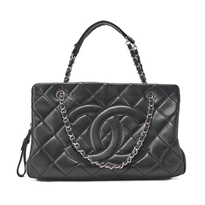 CHANEL Matelasse Coco Mark Chain Shoulder Caviar Skin Black Silver-Tone Hardware, Pre-Owned