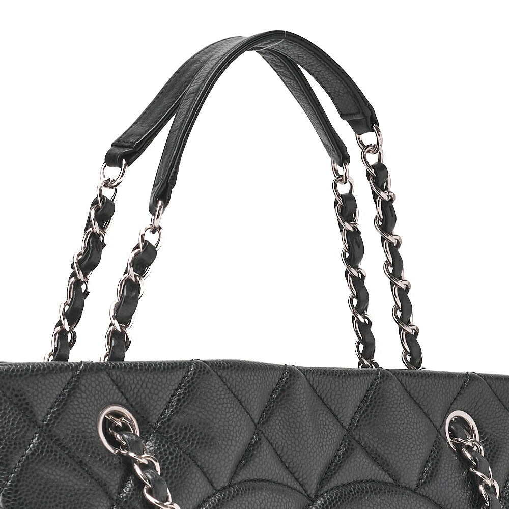 CHANEL Matelasse Coco Mark Chain Shoulder Caviar Skin Black Silver-Tone Hardware, Pre-Owned