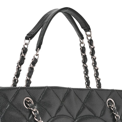 CHANEL Matelasse Coco Mark Chain Shoulder Caviar Skin Black Silver-Tone Hardware, Pre-Owned