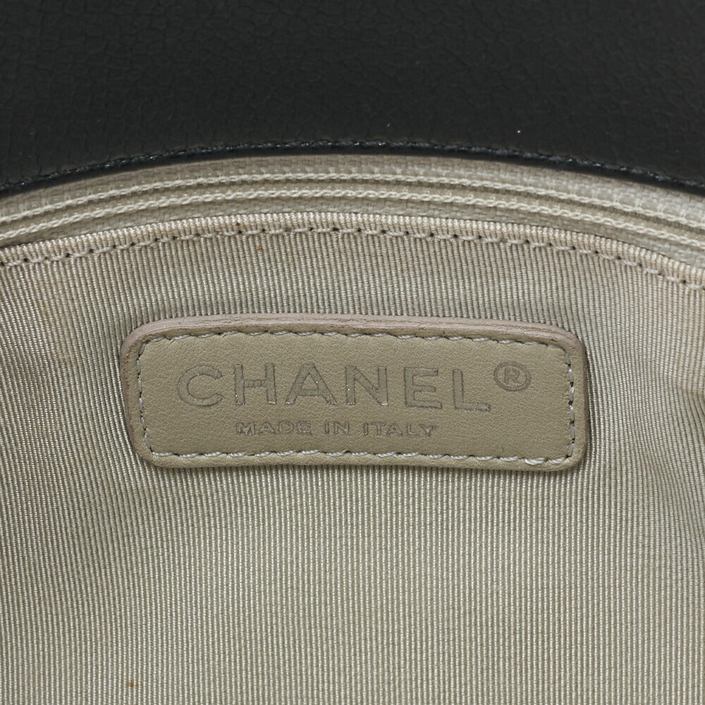 CHANEL Matelasse Coco Mark Chain Shoulder Caviar Skin Black Silver-Tone Hardware, Pre-Owned