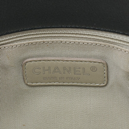 CHANEL Matelasse Coco Mark Chain Shoulder Caviar Skin Black Silver-Tone Hardware, Pre-Owned