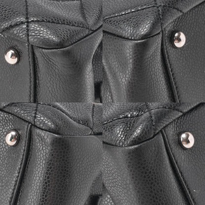 CHANEL Matelasse Coco Mark Chain Shoulder Caviar Skin Black Silver-Tone Hardware, Pre-Owned