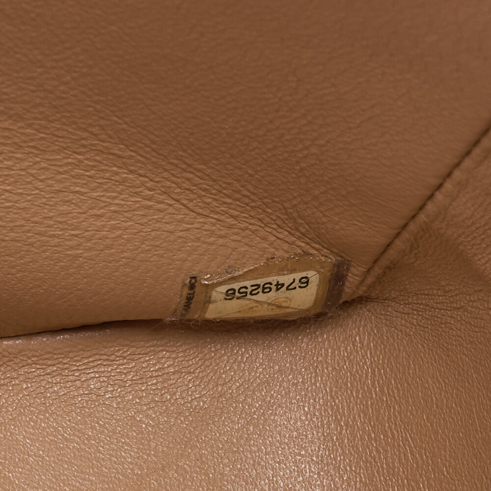 CHANEL Chain Shoulder Bag Deca Matelasse 30cm Single Flap Lambskin Beige Gold-Tone Hardware, Pre-Owned