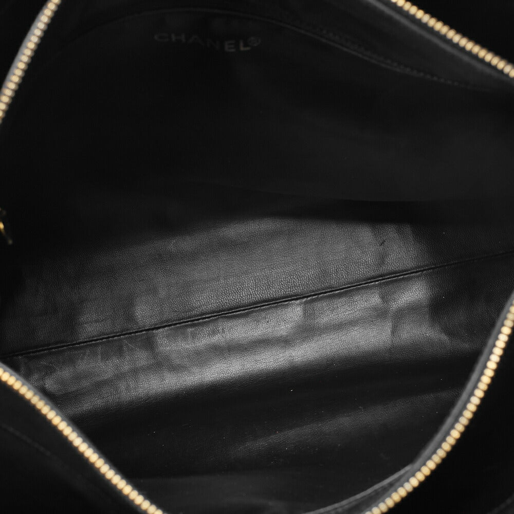 CHANEL Outside Flap Double Chain Shoulder Turnlock Lambskin Black Gold-Tone Hardware, Pre-Owned