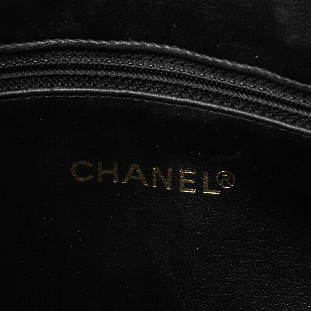 CHANEL Outside Flap Double Chain Shoulder Turnlock Lambskin Black Gold-Tone Hardware, Pre-Owned