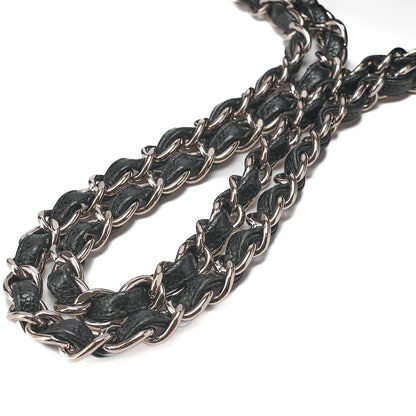 CHANEL Chain Shoulder Bag Deca Matelasse Single Flap Chain Shoulder Caviar Skin Black Silver-Tone Hardware, Pre-Owned