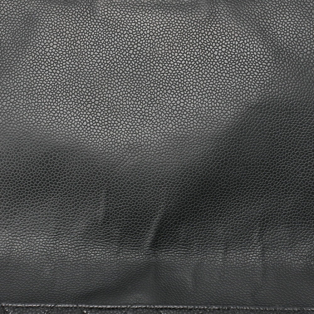 CHANEL Chain Shoulder Bag Deca Matelasse Single Flap Chain Shoulder Caviar Skin Black Silver-Tone Hardware, Pre-Owned