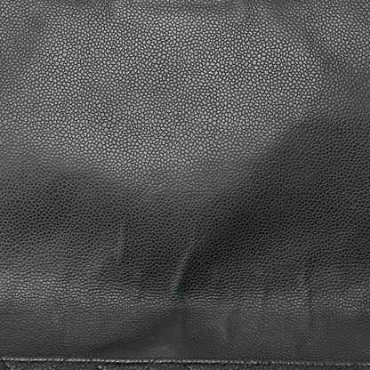 CHANEL Chain Shoulder Bag Deca Matelasse Single Flap Chain Shoulder Caviar Skin Black Silver-Tone Hardware, Pre-Owned