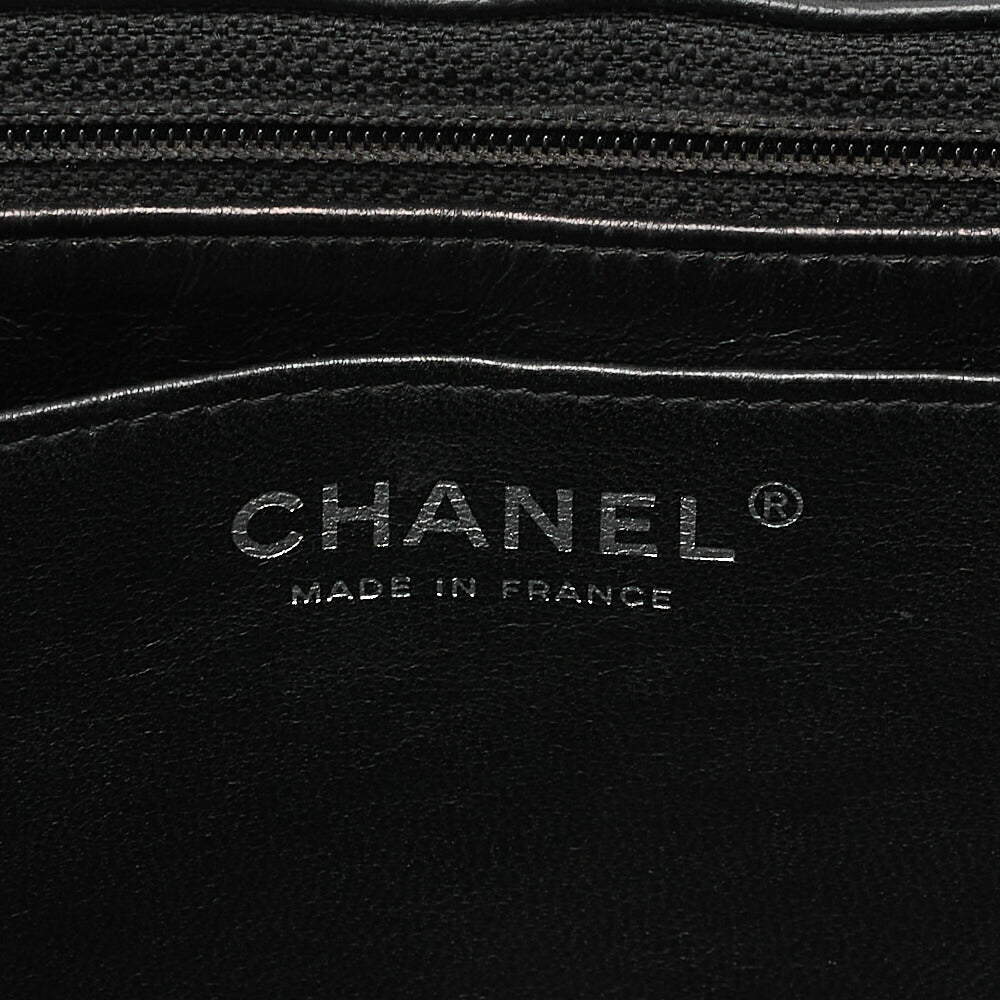 CHANEL Chain Shoulder Bag Deca Matelasse Single Flap Chain Shoulder Caviar Skin Black Silver-Tone Hardware, Pre-Owned