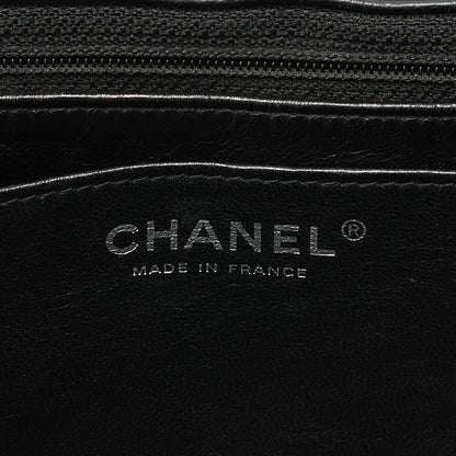 CHANEL Chain Shoulder Bag Deca Matelasse Single Flap Chain Shoulder Caviar Skin Black Silver-Tone Hardware, Pre-Owned