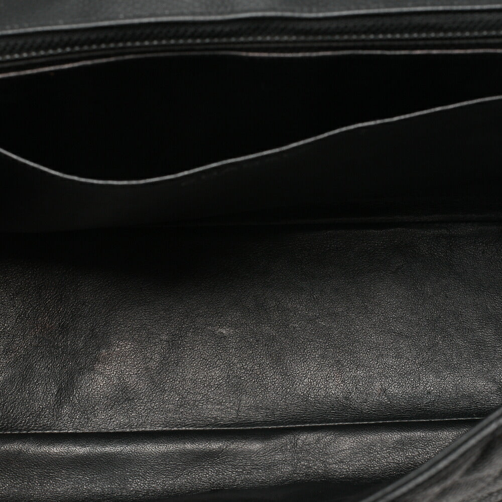 CHANEL Chain Shoulder Bag Deca Matelasse Single Flap Chain Shoulder Caviar Skin Black Silver-Tone Hardware, Pre-Owned