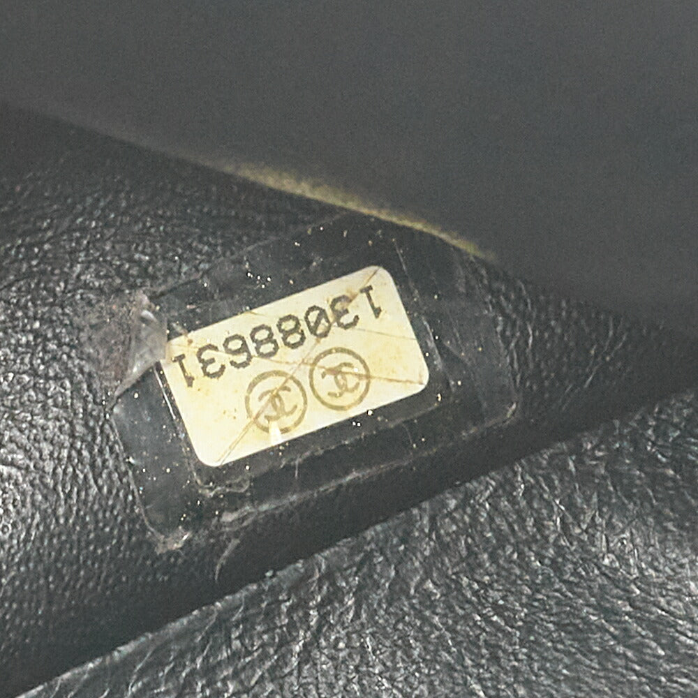 CHANEL Chain Shoulder Bag Deca Matelasse Single Flap Chain Shoulder Caviar Skin Black Silver-Tone Hardware, Pre-Owned