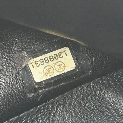 CHANEL Chain Shoulder Bag Deca Matelasse Single Flap Chain Shoulder Caviar Skin Black Silver-Tone Hardware, Pre-Owned