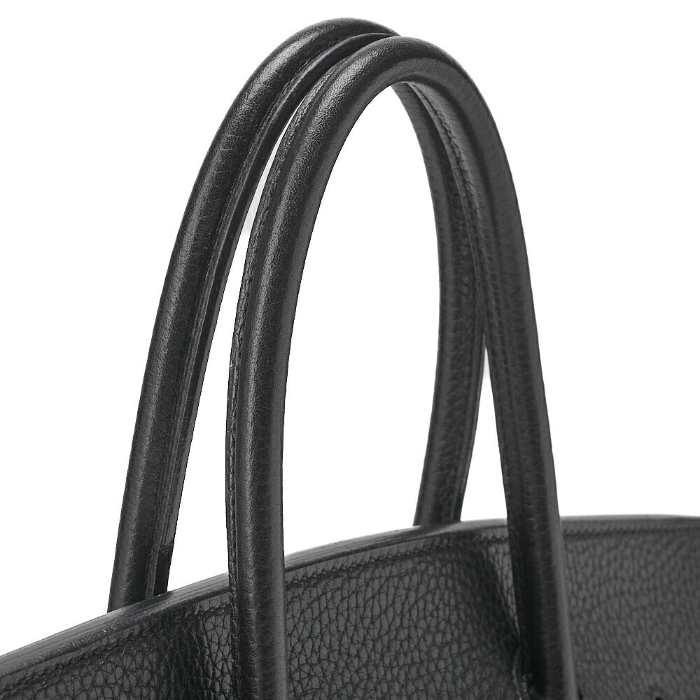 HERMES Birkin 35 Handbag Fjord Black Black Gold-Tone Hardware, Pre-Owned