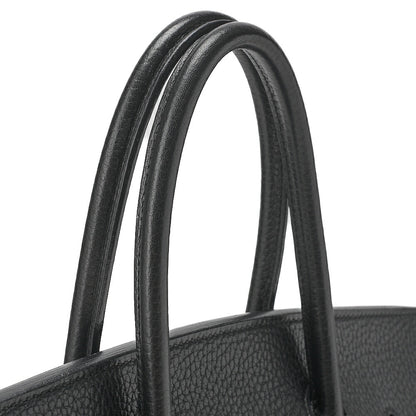 HERMES Birkin 35 Handbag Fjord Black Black Gold-Tone Hardware, Pre-Owned