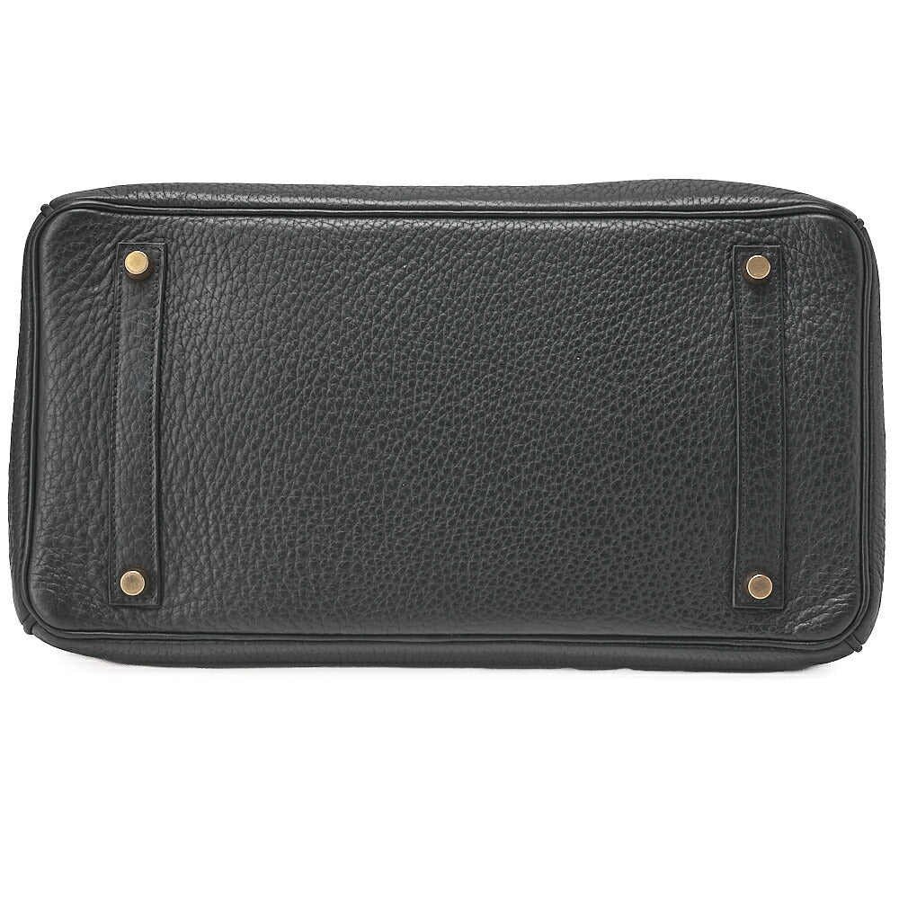 HERMES Birkin 35 Handbag Fjord Black Black Gold-Tone Hardware, Pre-Owned