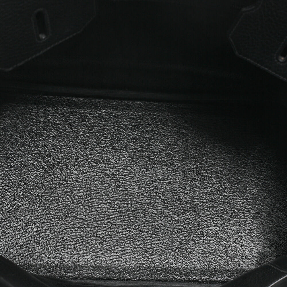 HERMES Birkin 35 Handbag Fjord Black Black Gold-Tone Hardware, Pre-Owned