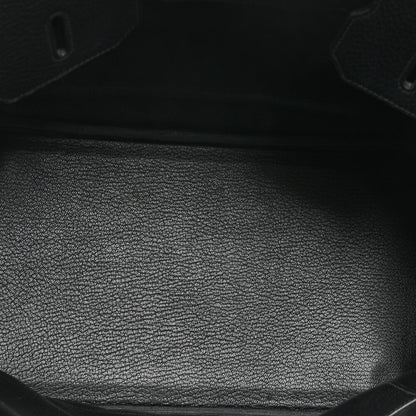 HERMES Birkin 35 Handbag Fjord Black Black Gold-Tone Hardware, Pre-Owned