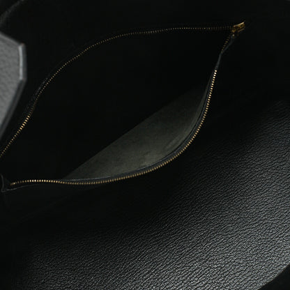 HERMES Birkin 35 Handbag Fjord Black Black Gold-Tone Hardware, Pre-Owned