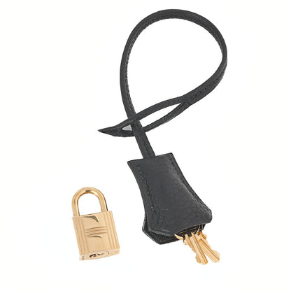 HERMES Birkin 35 Handbag Fjord Black Black Gold-Tone Hardware, Pre-Owned