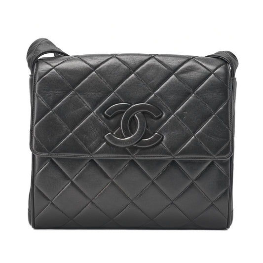 CHANEL One Shoulder Bag Matelasse Cocomark Black Gold-Tone Hardware, Pre-Owned