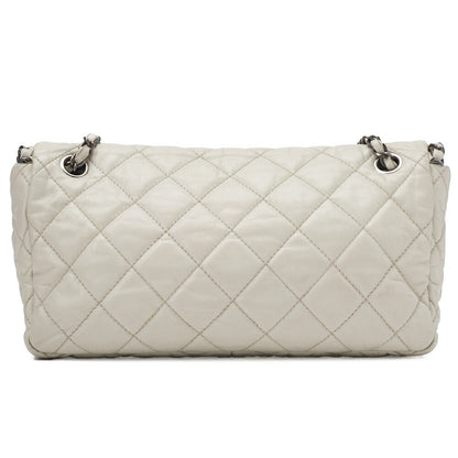 CHANEL Matelasse Luxury Chain Shoulder Bag Vintage Calf White Silver-Tone Hardware, Pre-Owned