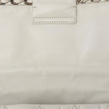 CHANEL Matelasse Luxury Chain Shoulder Bag Vintage Calf White Silver-Tone Hardware, Pre-Owned
