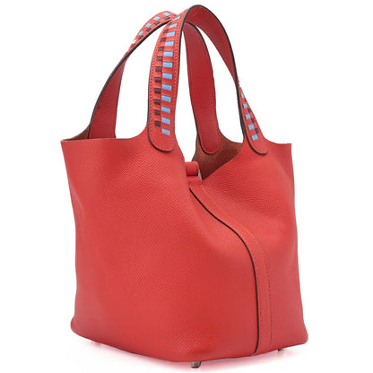 HERMES Picotan Lock PM Handbag Epson Rose Jaipur Silver-Tone Hardware, Pre-Owned